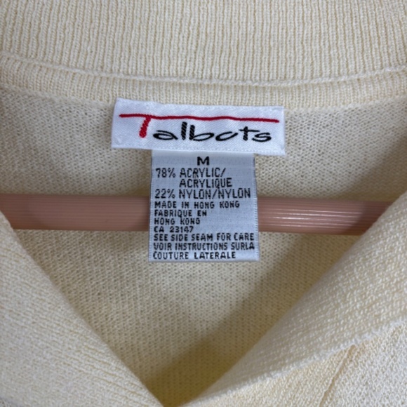 Vintage Talbots Short Sleeve Sweater M Polo Butter Yellow Tennis Country Club - Picture 5 of 8